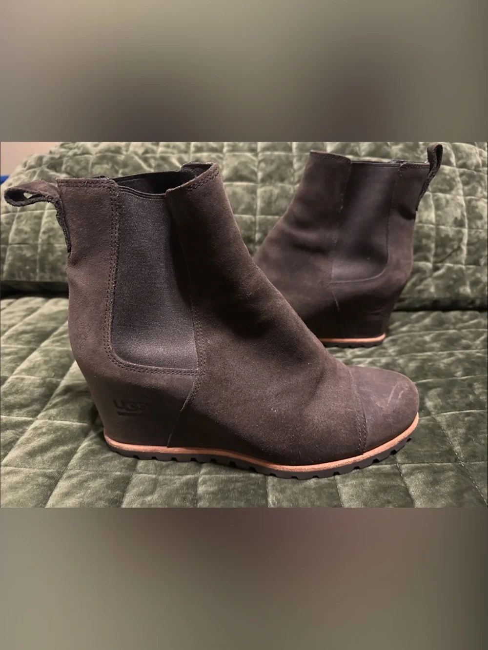 UGG Black Suede Cap-Toe Ankle Booties